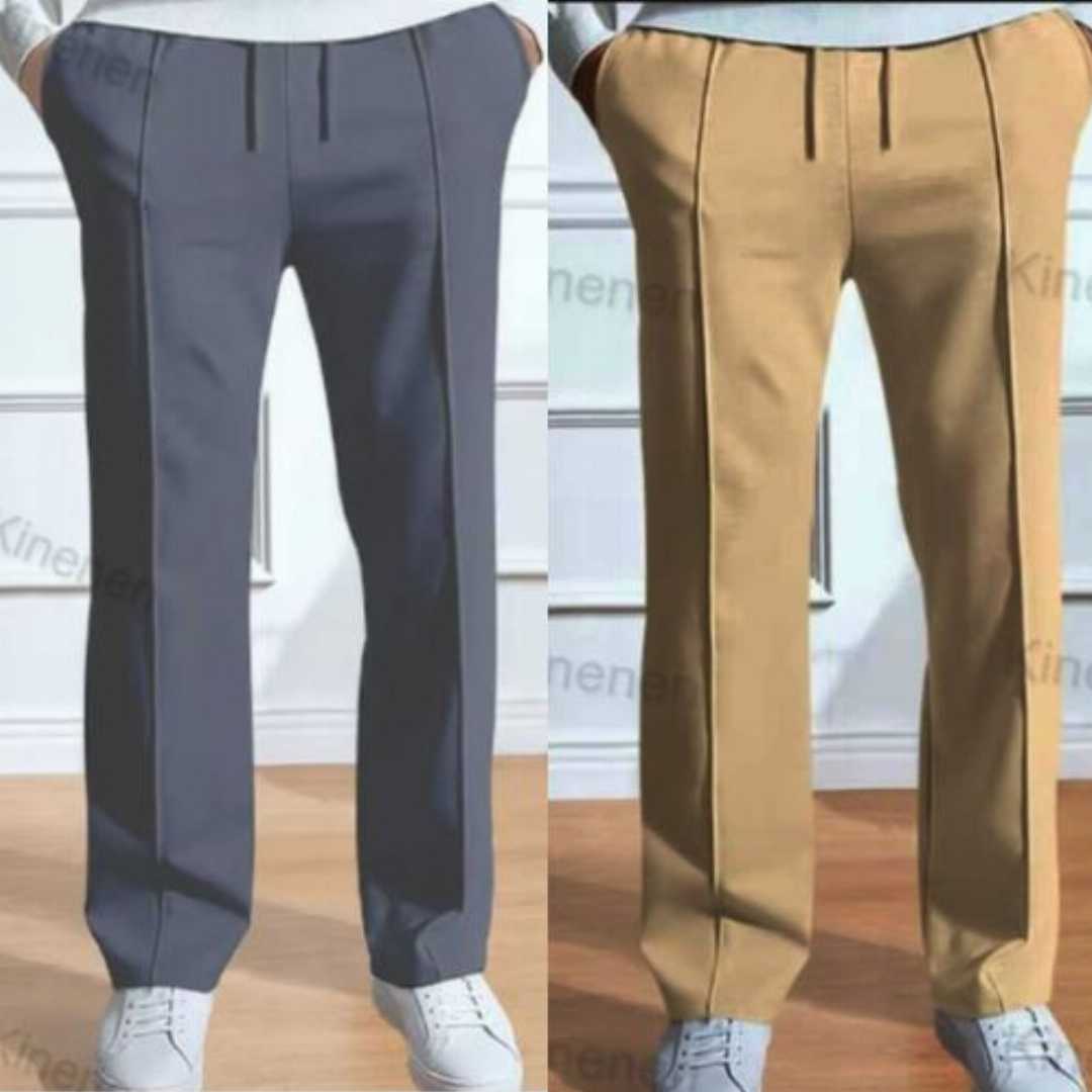 2,Pcs,Formal,Pant,Cutting,Trouser,For,Men,(ASH,,KHAKI,)