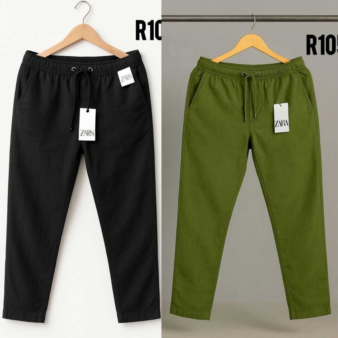2pcs,Premium,Cotton,Trouser,For,Men.....Black,&,Olive