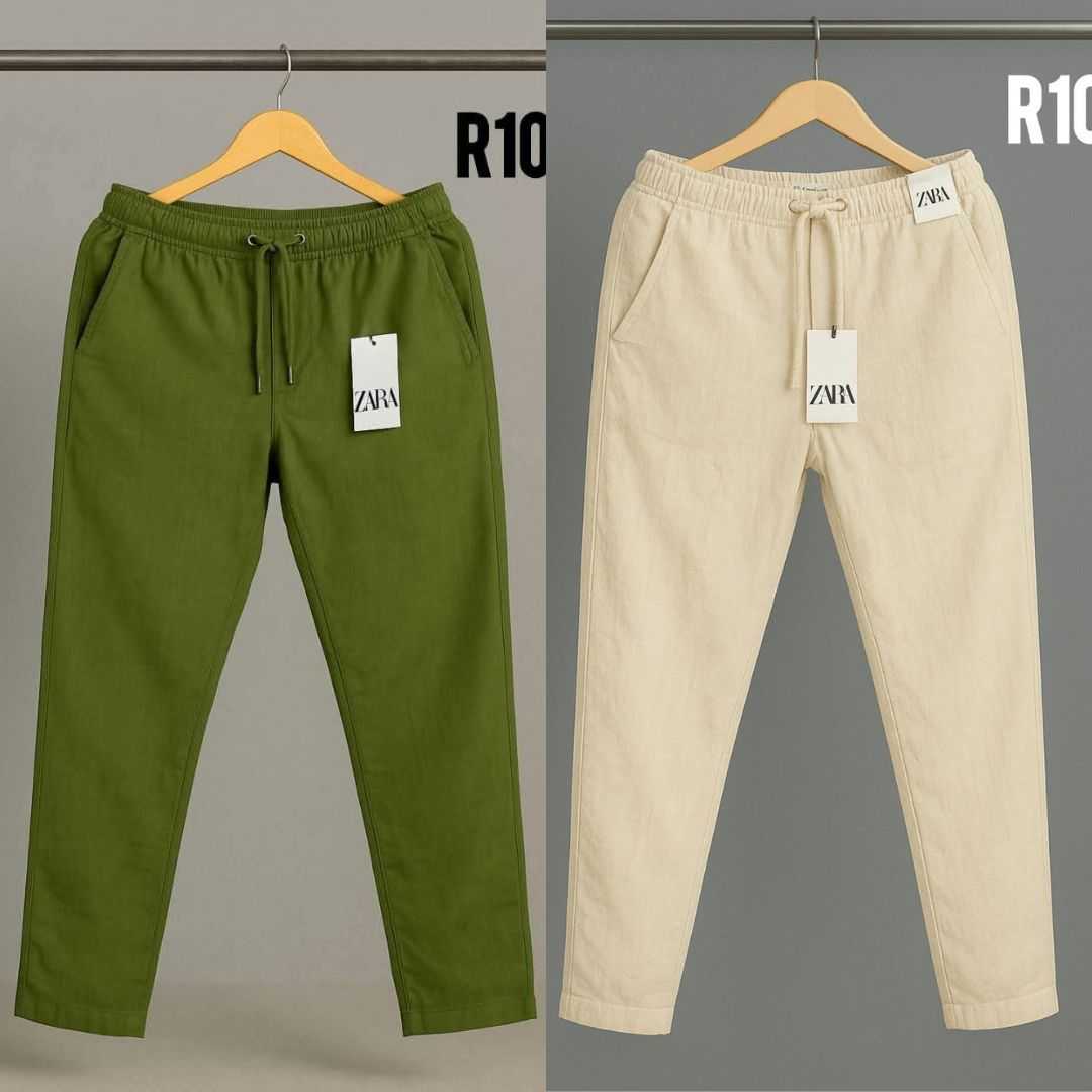 2pcs,Premium,Cotton,Trouser,For,Men..,Olive,&,Brown