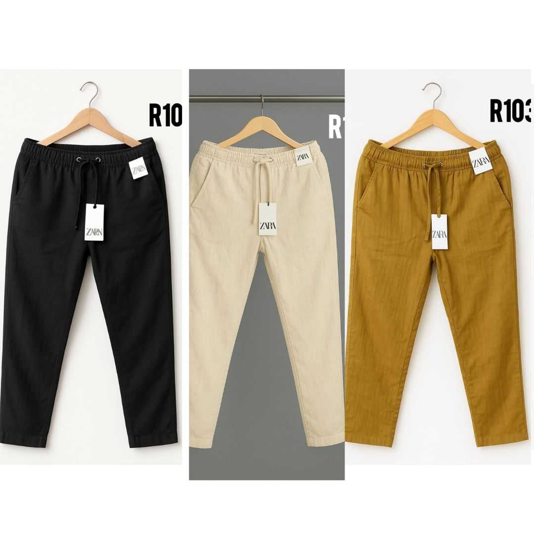 3pcs Premium Cotton Trouser For Men ( Black , Biscuit,Brown,)