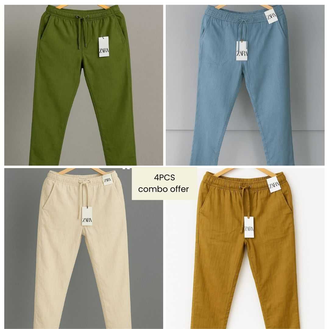 4pcs,Premium,Cotton,Trouser,For,Men....,(Olive,,Sky,,Biscuit,,Brown,)