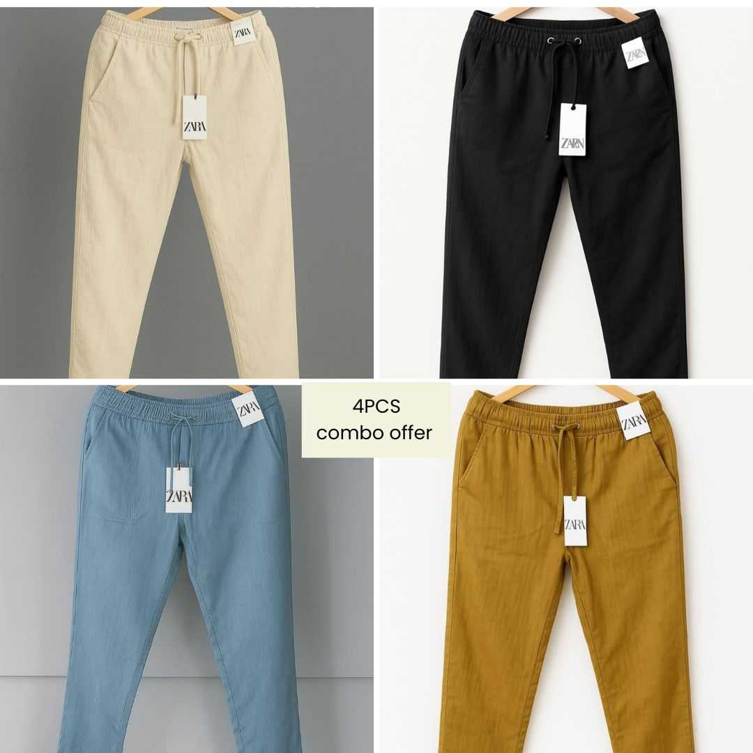 4pcs,Premium,Cotton,Trouser,For,Men....,(Biscuit,,Black,,Sky,,Brown,)