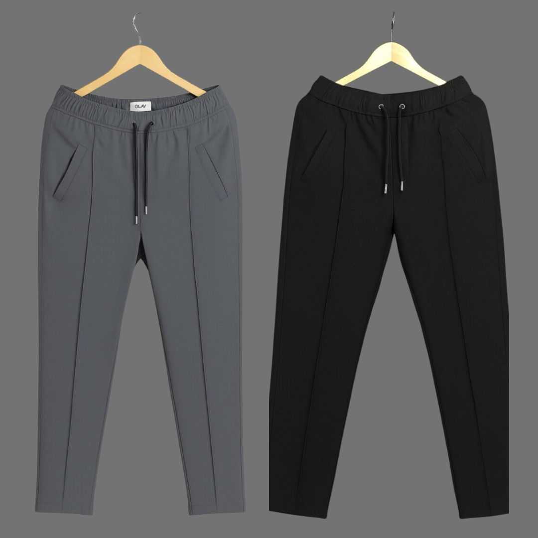 2,Pcs,Formal,Pant,Cutting,Trouser,For,Men,(,Ash,&,Black)