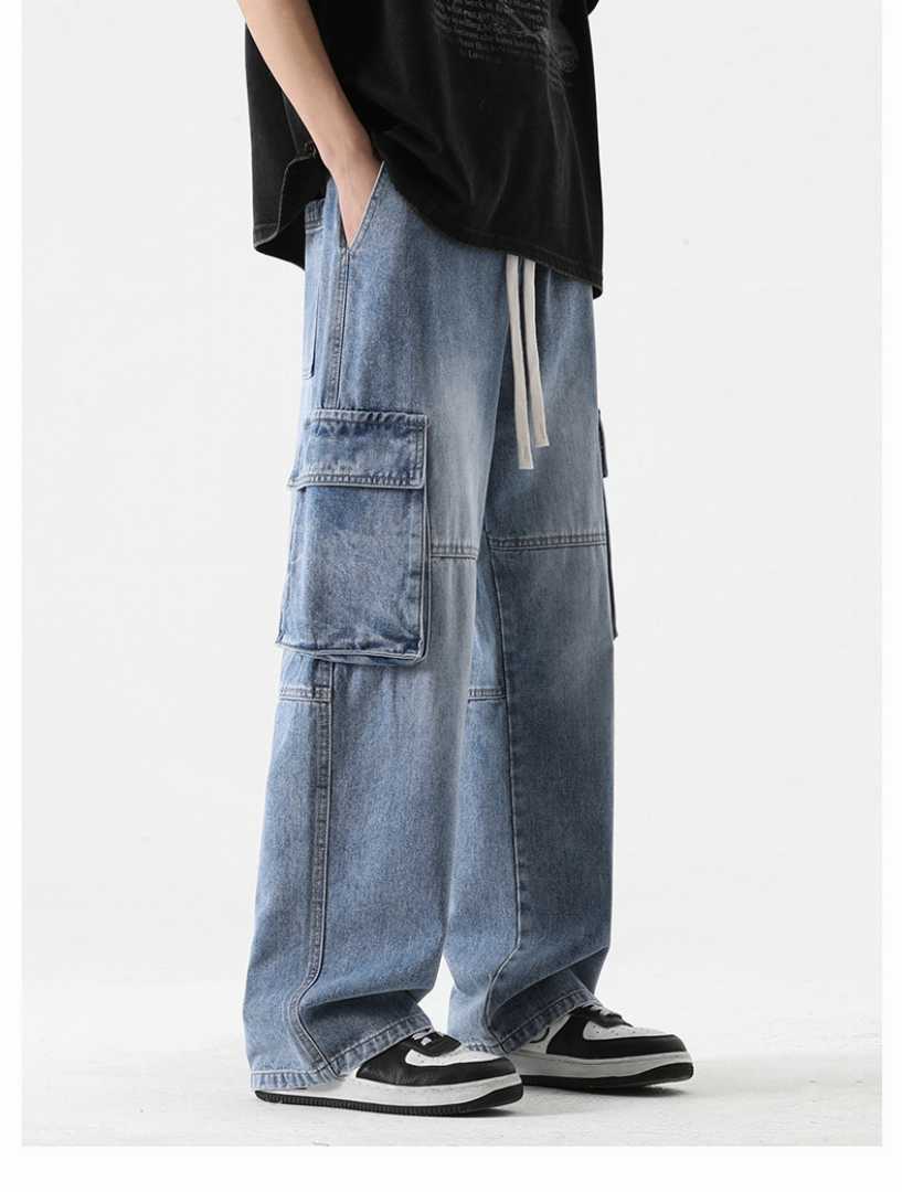 Premium,Denim,Cargo,Pant(Light,Blue,Wash)