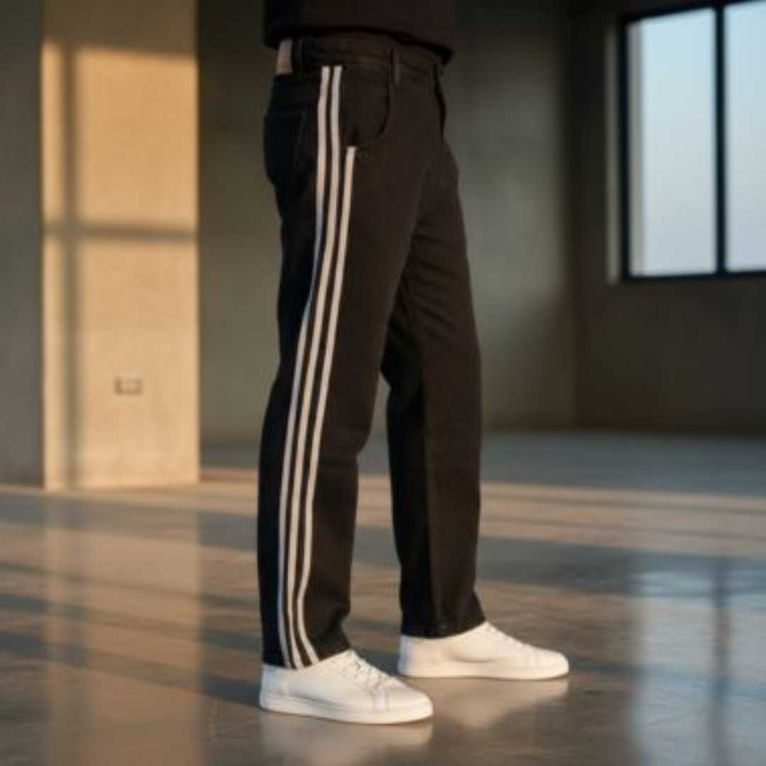 Stylish Denim Jogger, Light Blue Denim Pant, Classic Black Jogger Pant, Men Street Style Pants, Comfortable Jogger Pants, Elastic Waist Denim, Casual Fashion Pant, Modern Stylish Pants